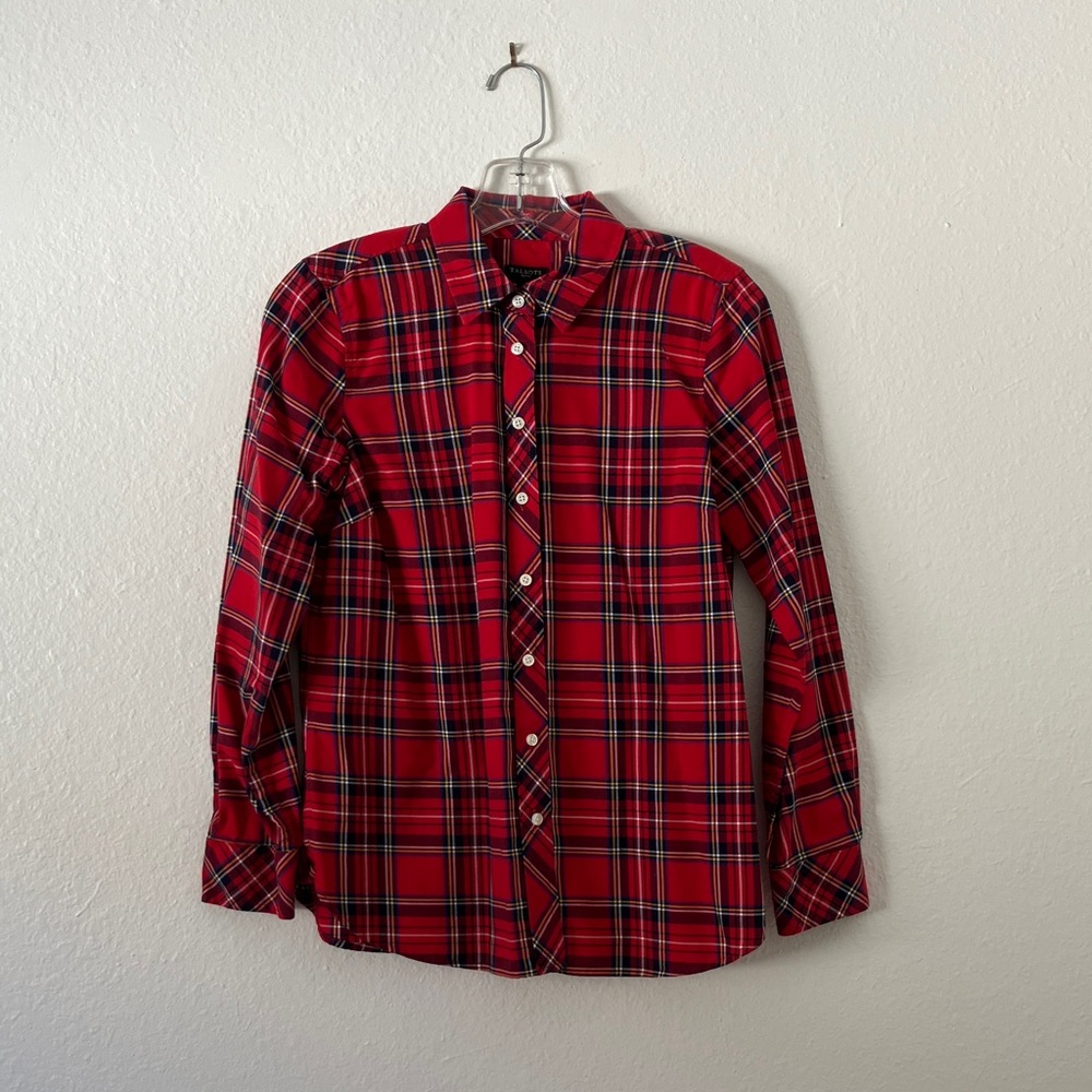 Long Sleeved Button Down Red Talbots Top